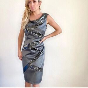Signature by Sangria Women's Silver and Grey Dress. Sz: 12